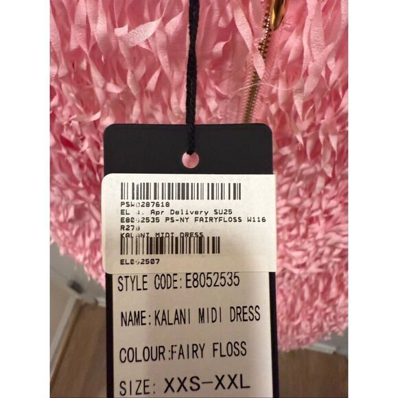 Elliatt Kalani Pink Textured Fringe Cocktail Party Midi Dress Women’s Size S –NW - Picture 5 of 5